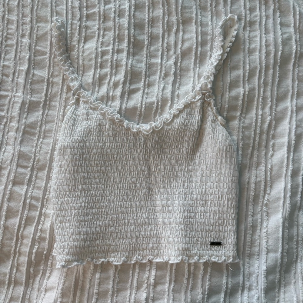 Hollister White Smocked Tank Top